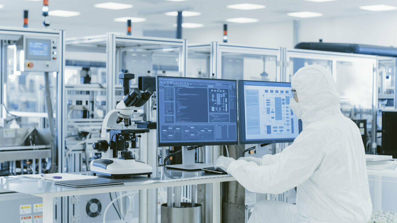 Clean room at a semiconductor manufacturing plant