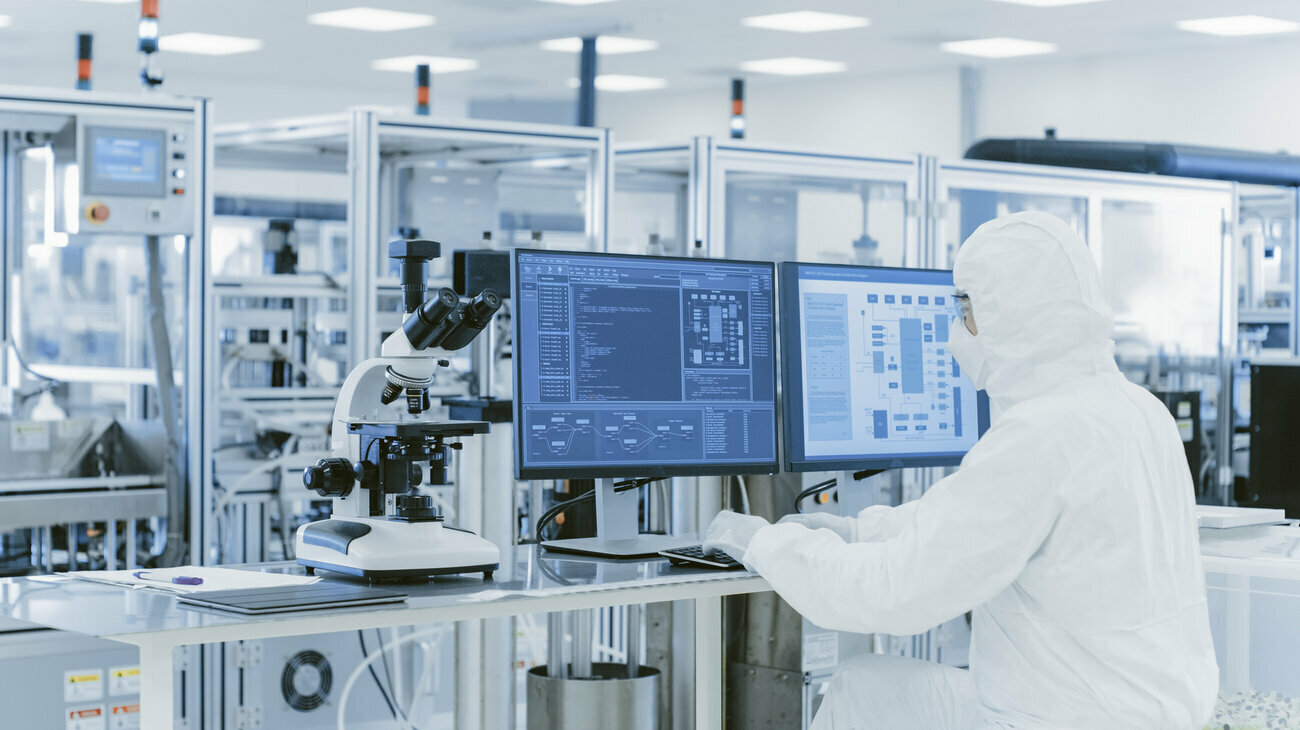 Clean room at a semiconductor manufacturing plant
