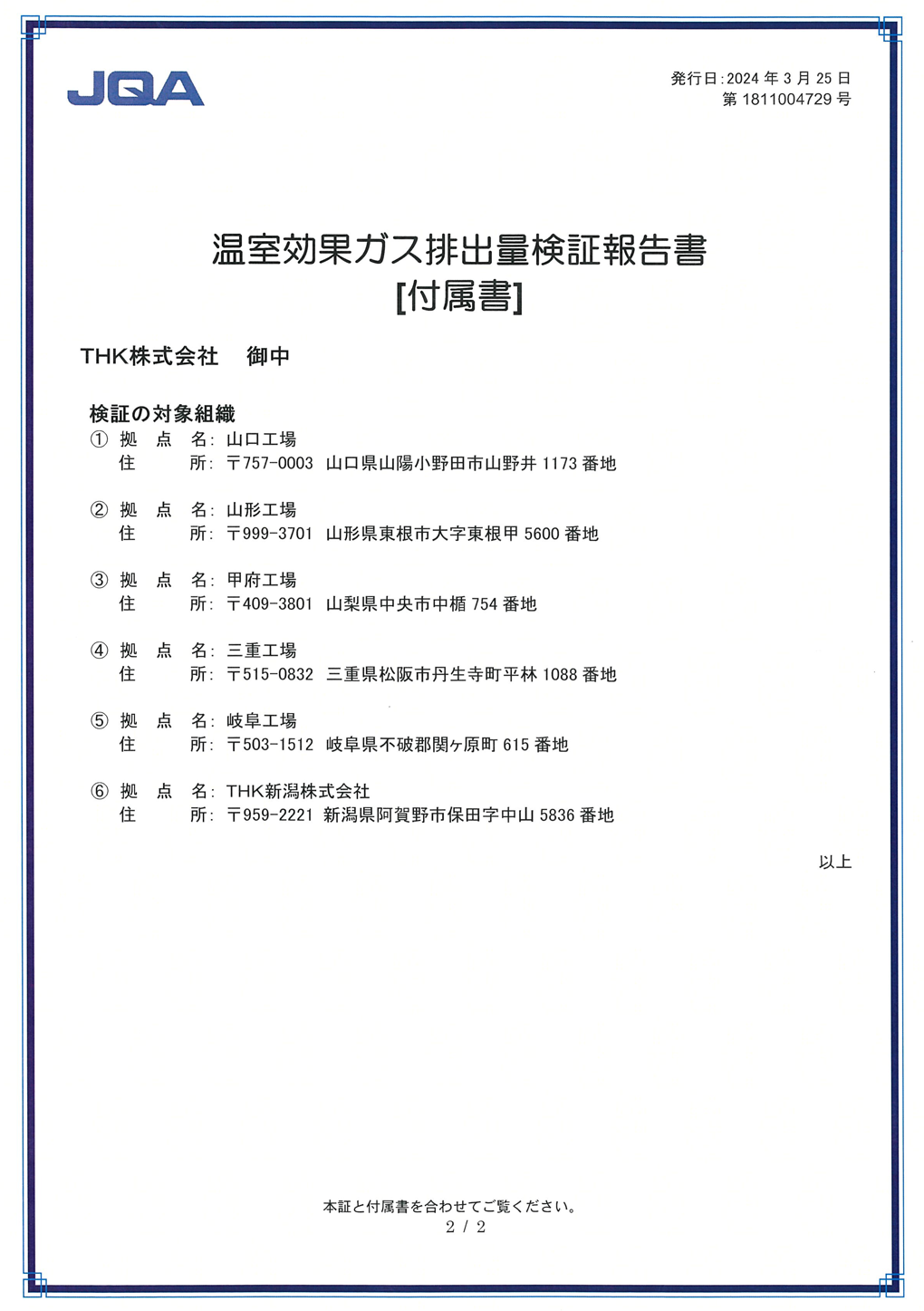 温室効果ガス排出量検証報告書【附属書】