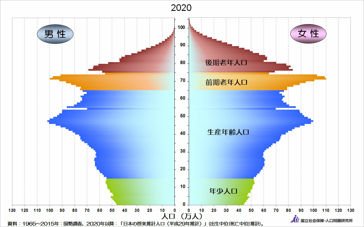 人口ピラミッド（2020年）