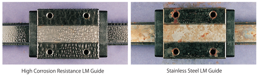 A visual comparison of two guides after eight cycles of 24 hours with high heat and humidity (25°C to 65°C and 95% humidity).