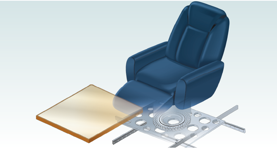 An aluminum bearing being used in the swivel assembly of an aircraft seat