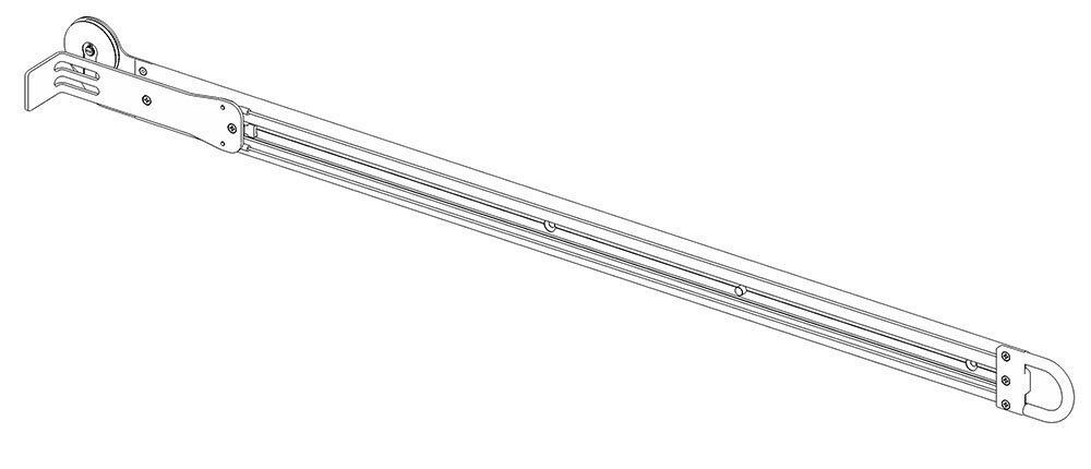 An aluminum slider used in aircraft galleys