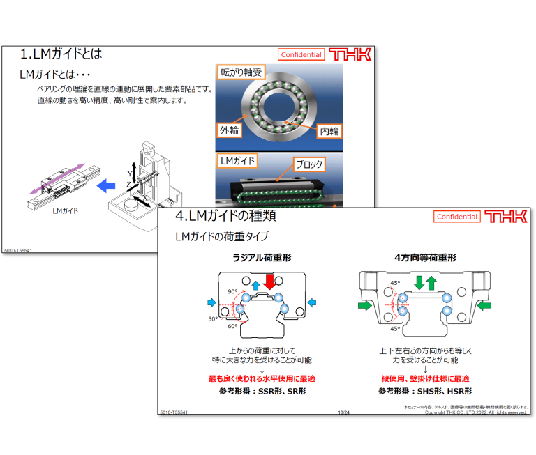 THKオンラインセミナーで使用されるスライドイメージ