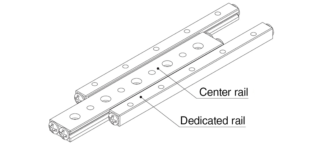 The center rail type combines the two inner rails of the standard type into a single rail.