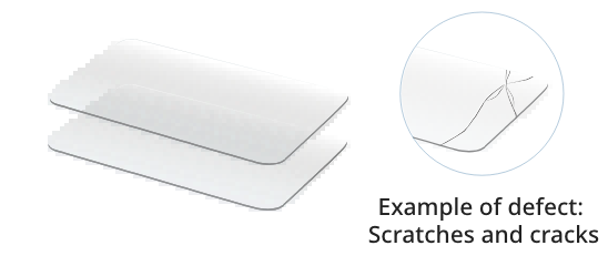 Example of defect: Scratches and cracks