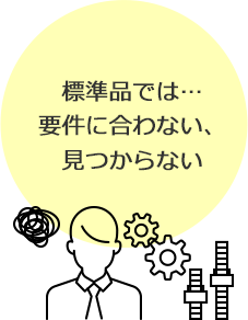 標準品では… 要件に合わない、 見つからない